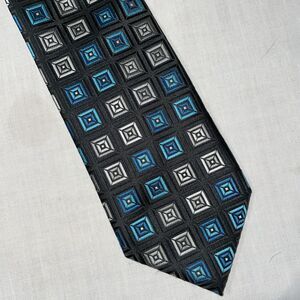 Giorgio Brutini Men’s Dress Tie Size 57” Black Geometric Polyester Business